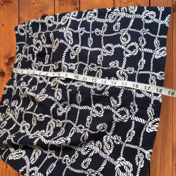 Talbots Navy White Rope Knot Pattern Cotton Stretch Mini Skirt Size 8P - Picture 8 of 9
